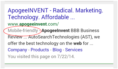Mobile friendly website on Google